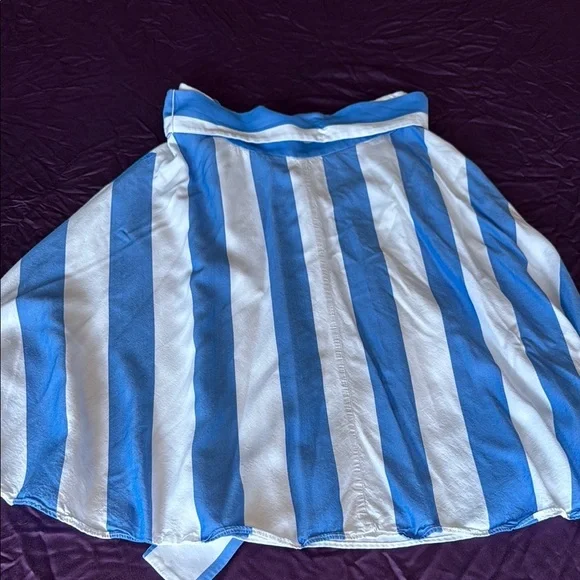 Ann Taylor Striped Tie Waist Skirt – Blue & White, Size 6 | Lined A-Line Skirt - Picture 2 of 9